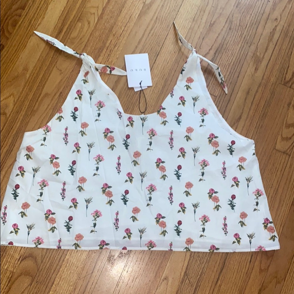 Buru 2X White and Pink Tie at Shoulder Camisole Tank Brand New